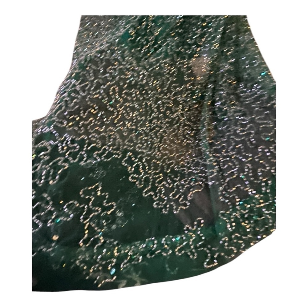 Shail K Sequined Beaded Prom Formal Cruise Green Evening Gown - Picture 13 of 16